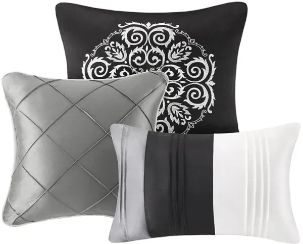Olliix by Madison Park 7 Piece Grey Queen Blaire Comforter Set