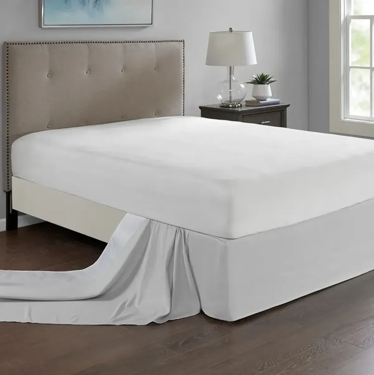 Olliix by Madison Park Grey Simple Fit Wrap Around Adjustable Bed Skirt