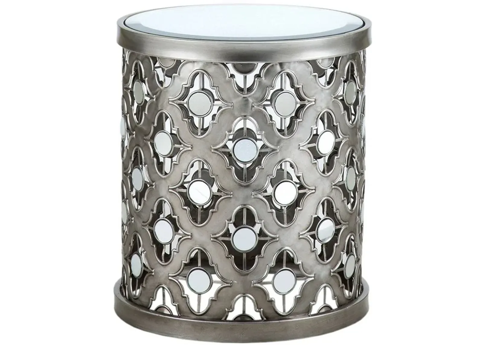 Olliix by Madison Park Silver Arian Quatrefoil Mirror Accent Table