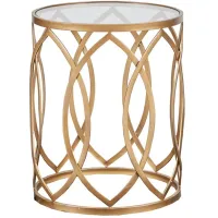 Olliix by Madison Park Gold/Glass Arlo Metal Eyelet Accent Table