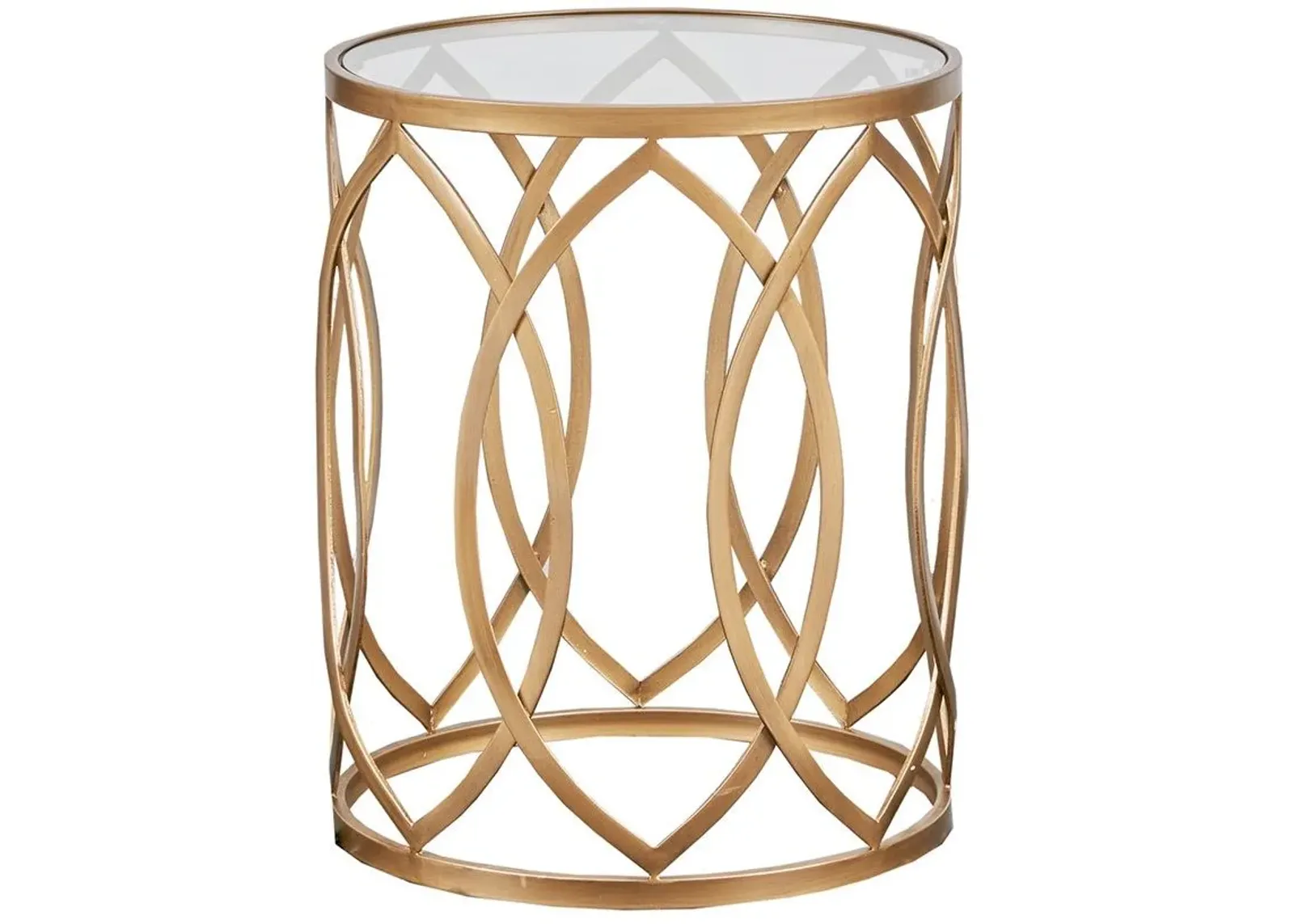 Olliix by Madison Park Gold/Glass Arlo Metal Eyelet Accent Table