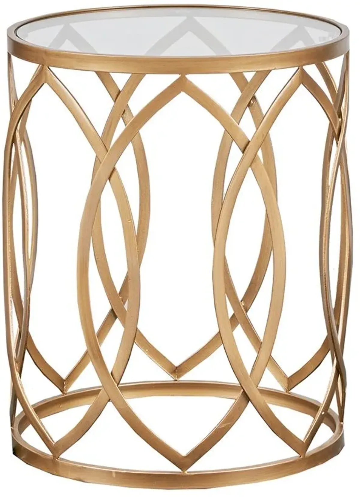 Olliix by Madison Park Gold/Glass Arlo Metal Eyelet Accent Table