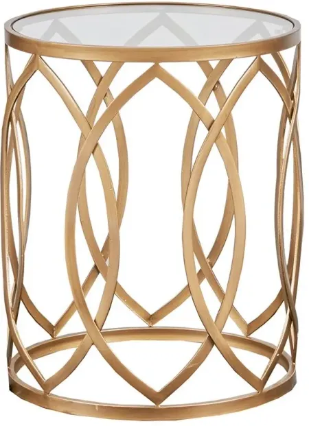 Olliix by Madison Park Gold/Glass Arlo Metal Eyelet Accent Table