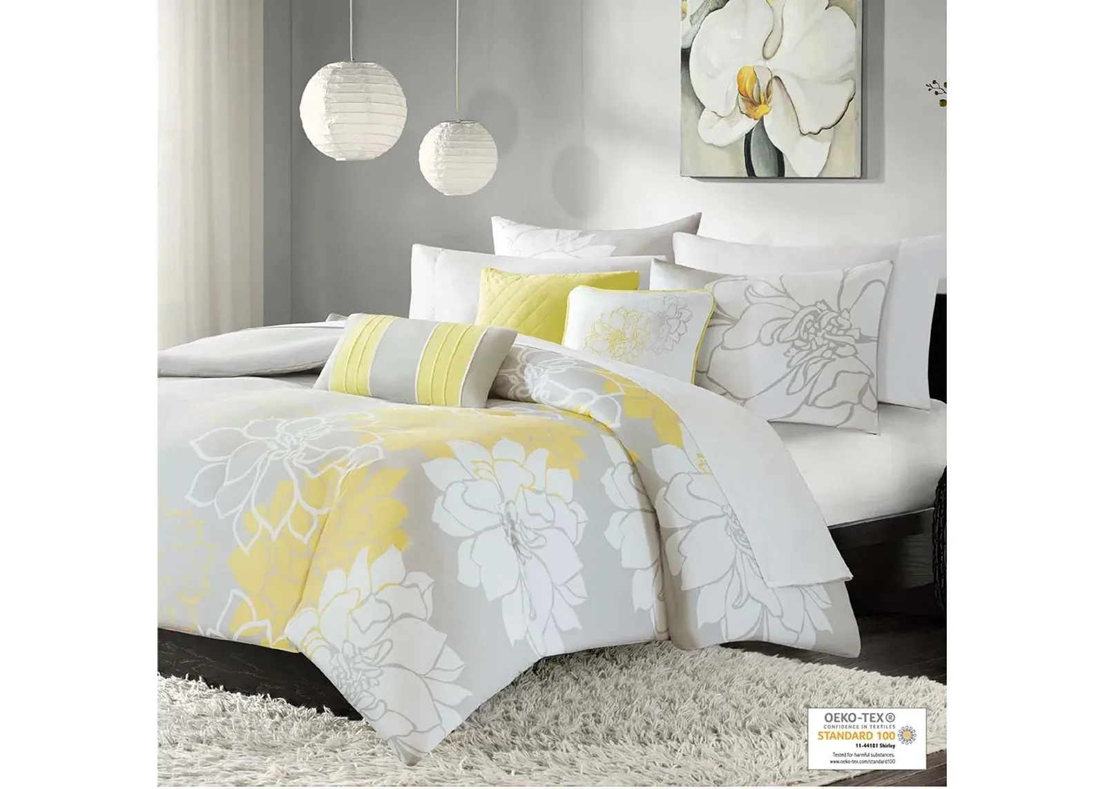 Olliix by Madison Park 6 Piece Yellow King/California King Lola Printed Duvet Cover Set