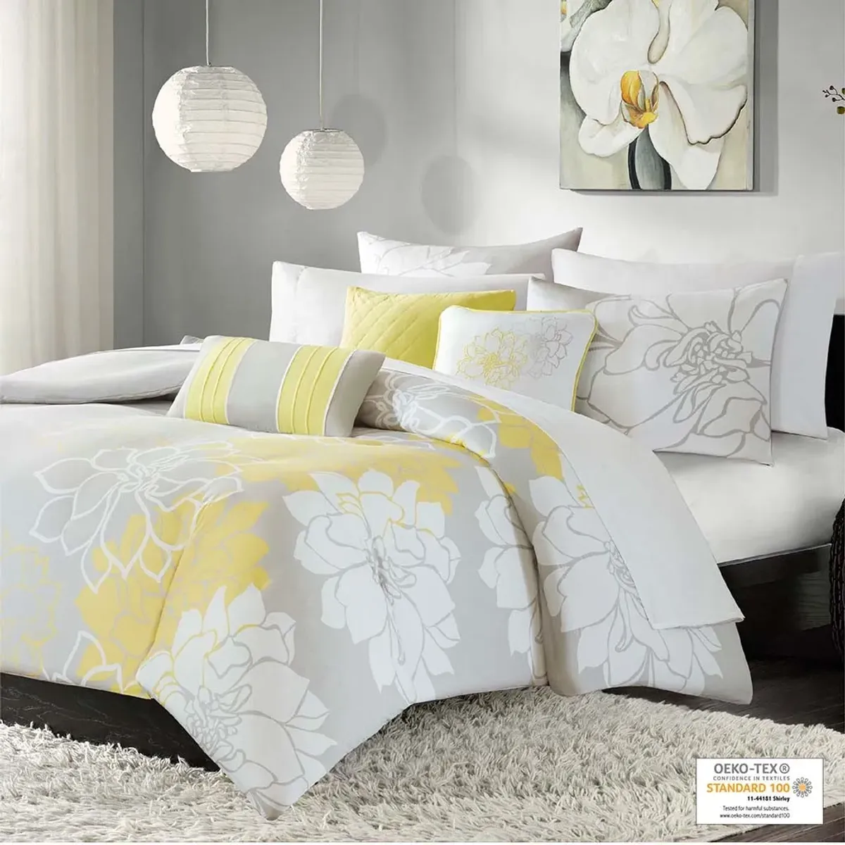 Olliix by Madison Park 6 Piece Yellow King/California King Lola Printed Duvet Cover Set