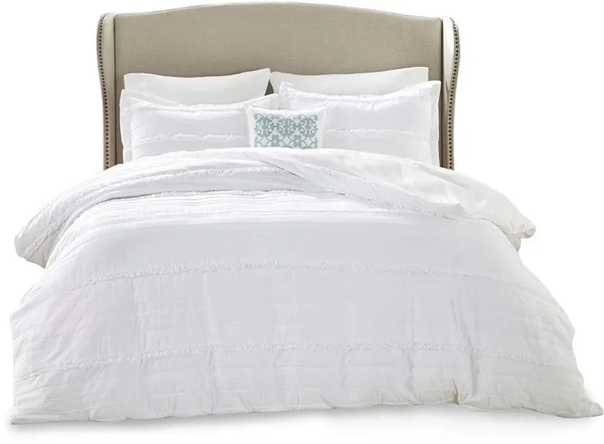 Olliix by Madison Park Celeste 4 Piece White Full/Queen 2-in-1 Duvet Set