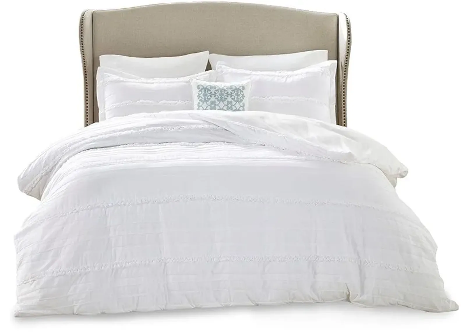 Olliix by Madison Park Celeste 4 Piece White King/California King 2-in-1 Duvet Set