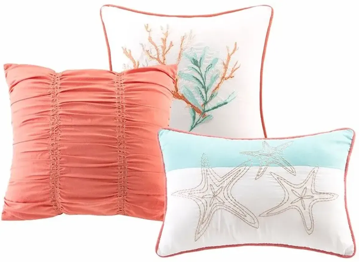 Olliix by Madison Park 6 Piece Coral King/California King Pebble Beach Duvet Cover Set