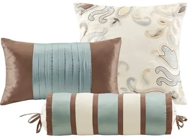 Olliix by Madison Park 6 Piece Blue Full/Queen Aubrey Duvet Cover Set