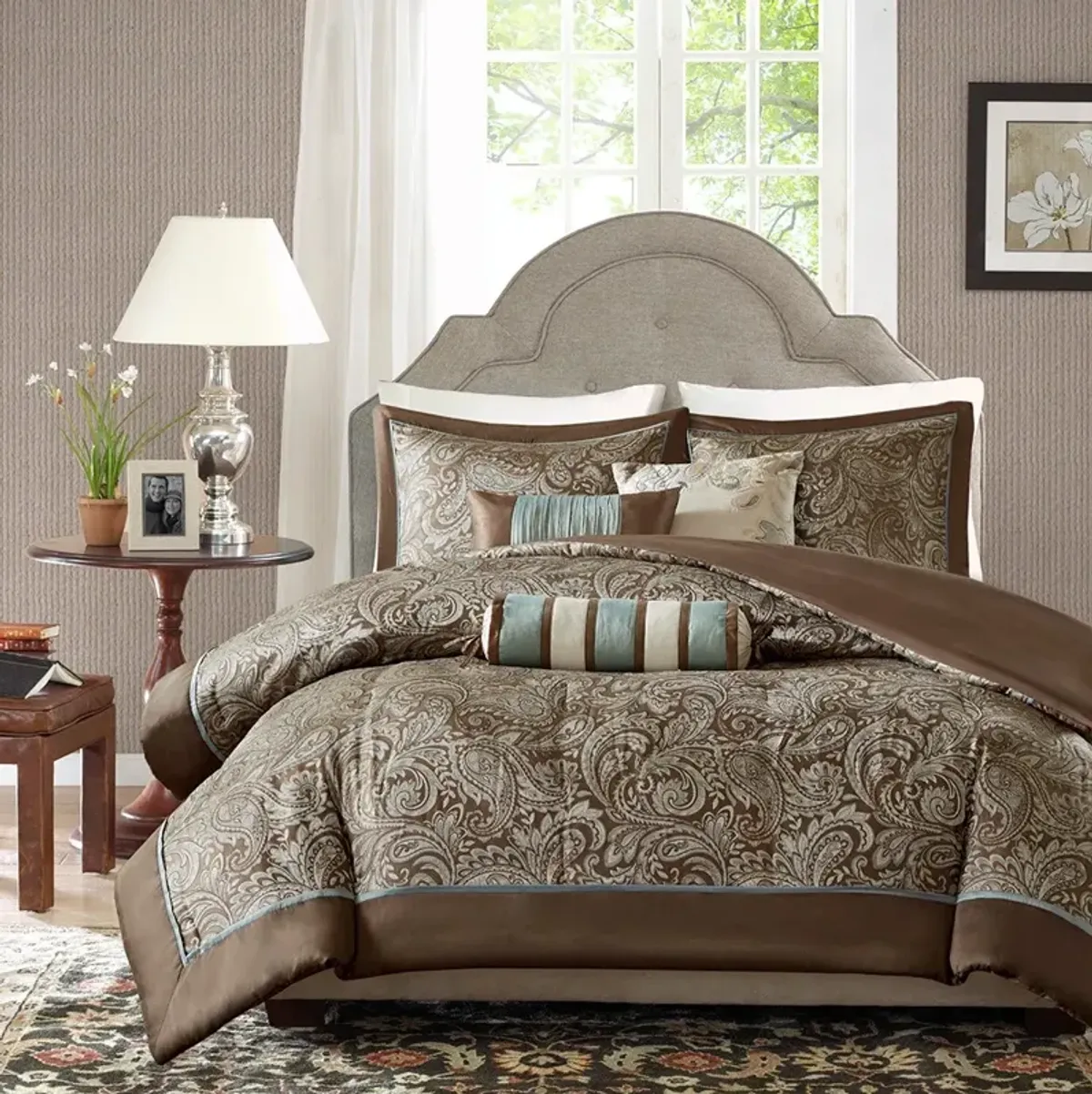 Olliix by Madison Park 6 Piece Blue Full/Queen Aubrey Duvet Cover Set