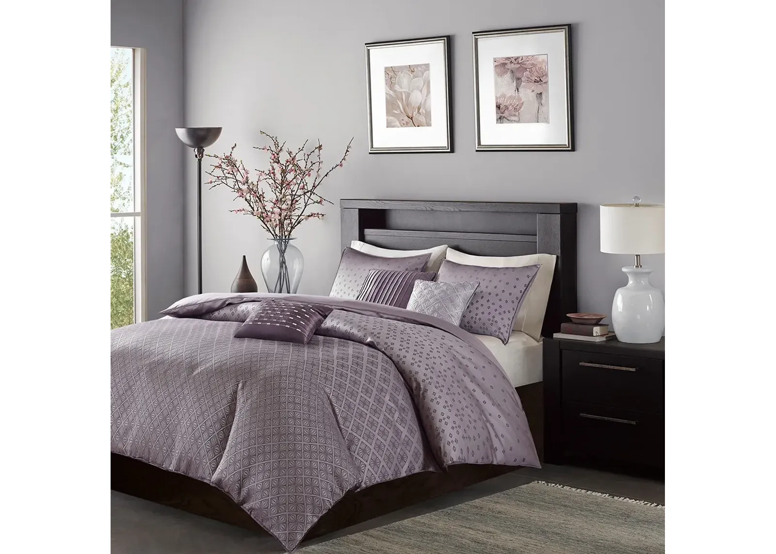 Olliix by Madison Park Biloxi 6 Piece Purple King/California King Duvet Cover Set