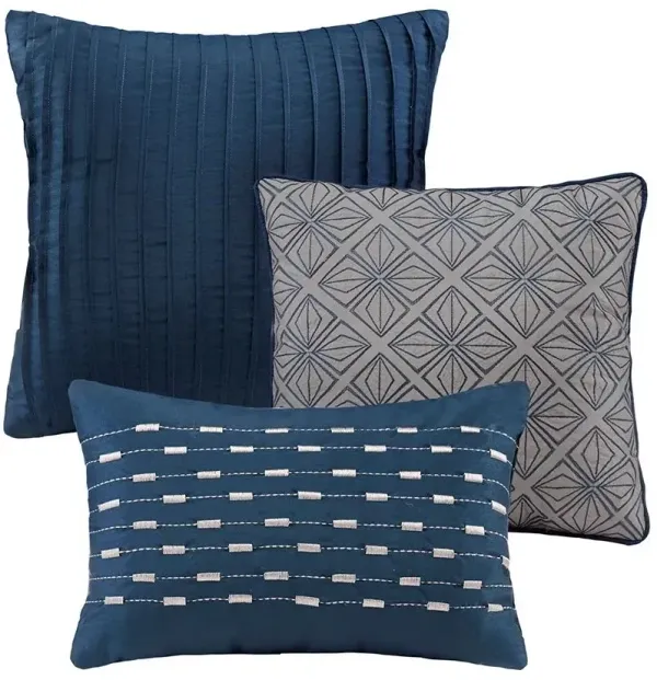 Olliix by Madison Park Biloxi 6 Piece Navy Full/Queen Duvet Cover Set