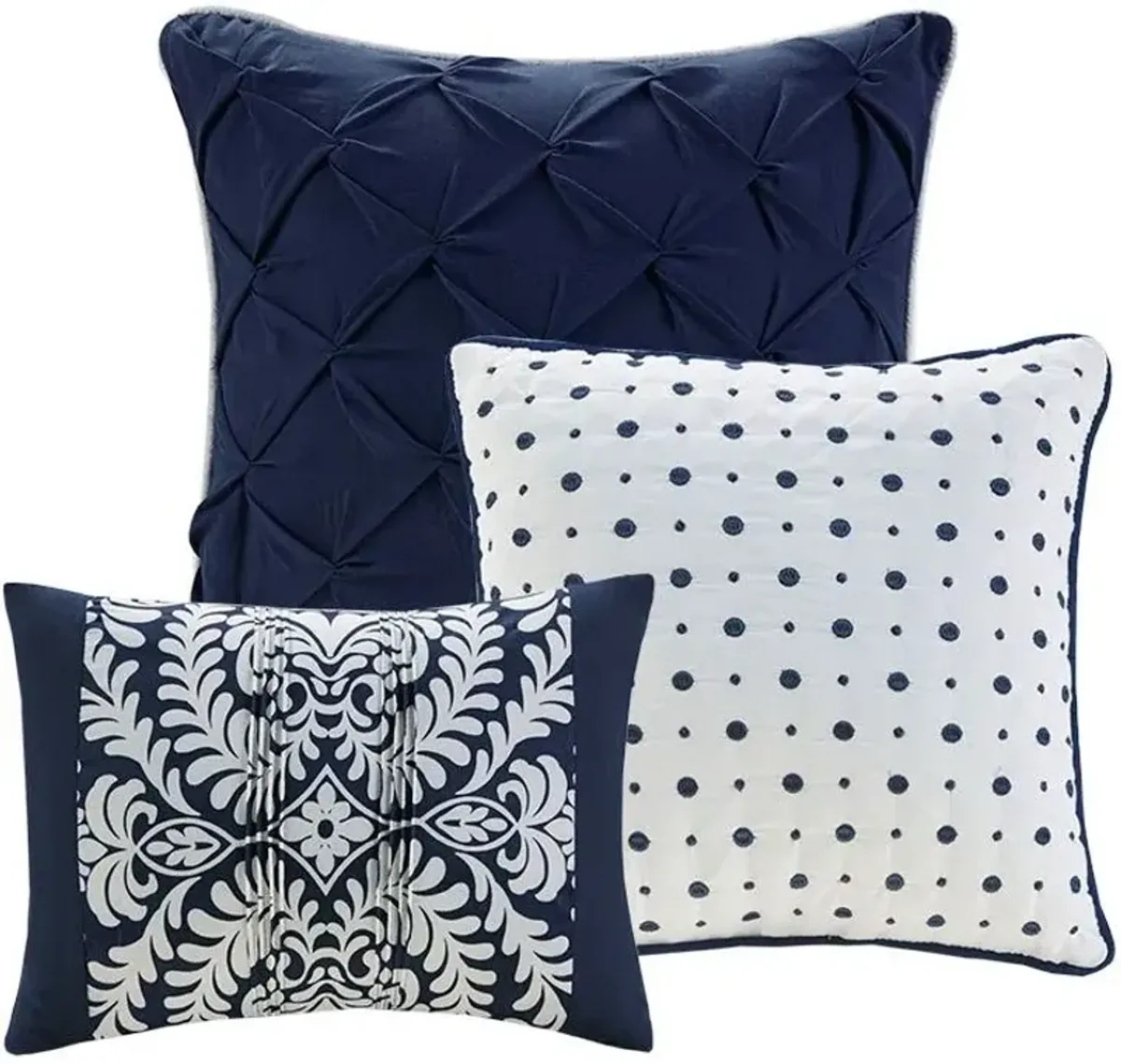 Olliix by Madison Park Vienna 6 Piece Indigo Full/Queen Printed Duvet Cover Set