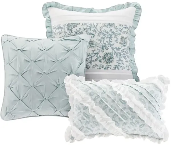 Olliix by Madison Park 9 Piece Blue Queen Dawn Cotton Percale Duvet Cover Set