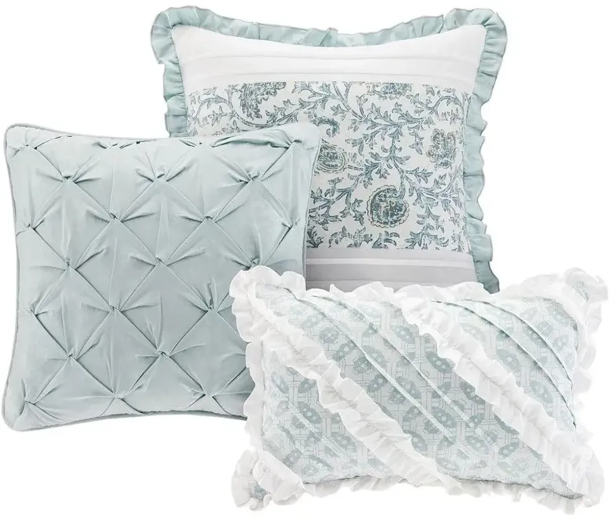 Olliix by Madison Park 9 Piece Blue King Dawn Cotton Percale Duvet Cover Set