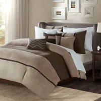 Olliix by Madison Park 6 Piece Brown King/California King Palisades Faux Suede Duvet Set