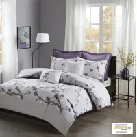 Olliix by Madison Park 7 Piece Purple King/California King Holly Cotton Duvet Cover Set