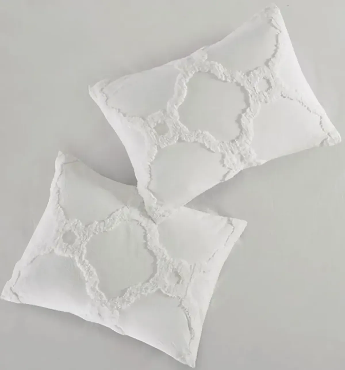 Olliix by Madison Park White Full/Queen Pacey 3 Piece Tufted Cotton Chenille Geometric Duvet Cover Set
