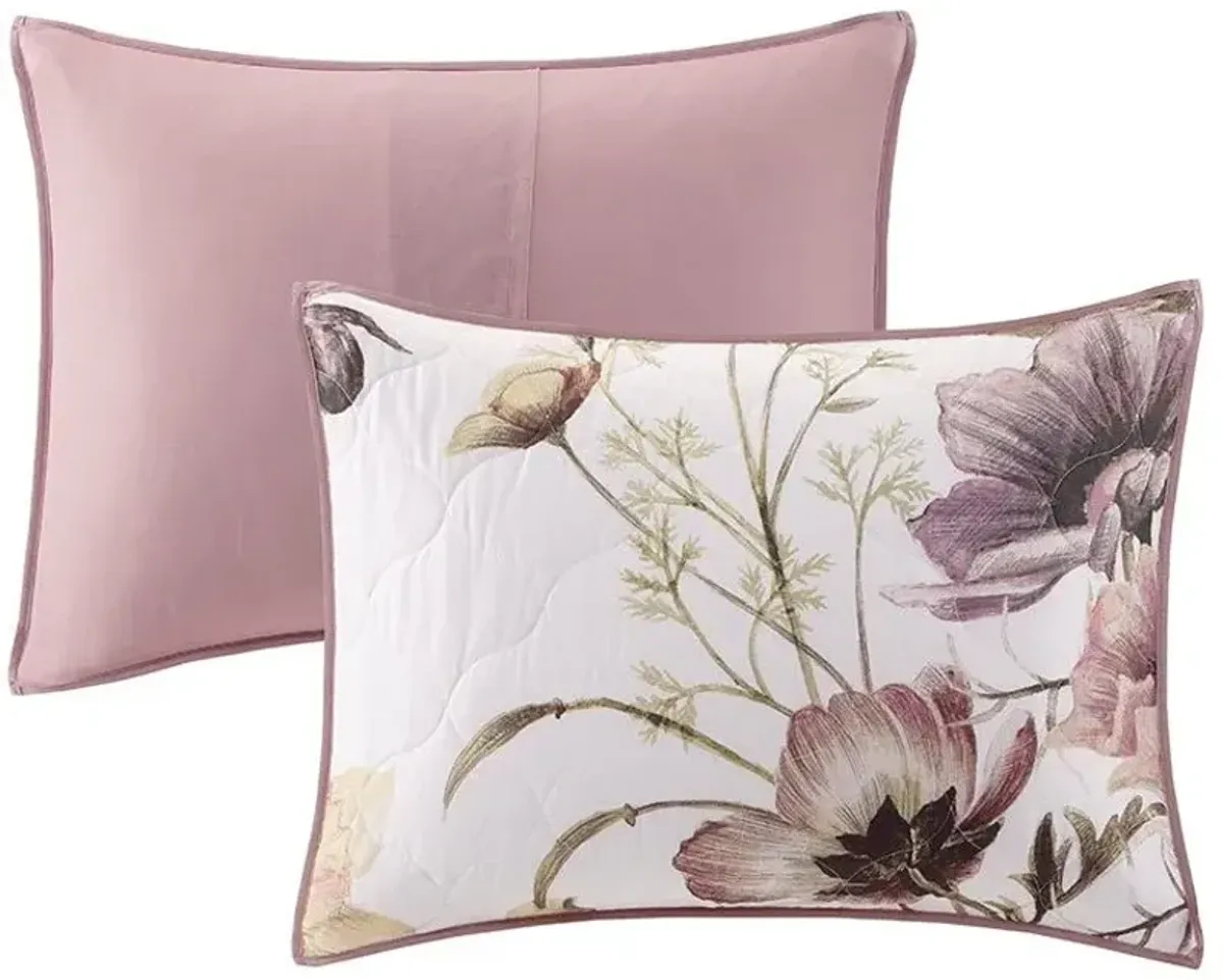 Olliix by Madison Park 3 Piece Blush Full/Queen Cassandra Cotton Printed Duvet Cover Set