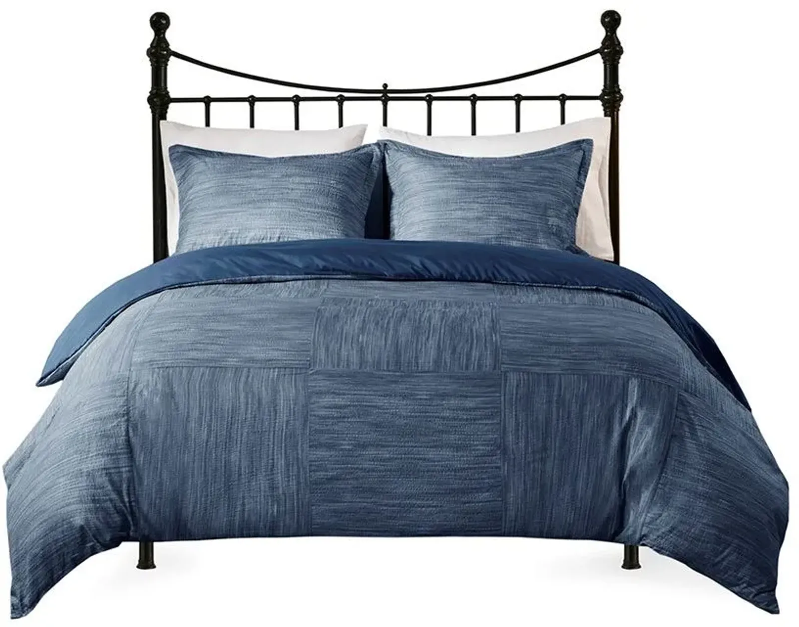 Olliix by Madison Park 3 Piece Navy King/California King Walter Printed Seersucker Duvet Cover Set