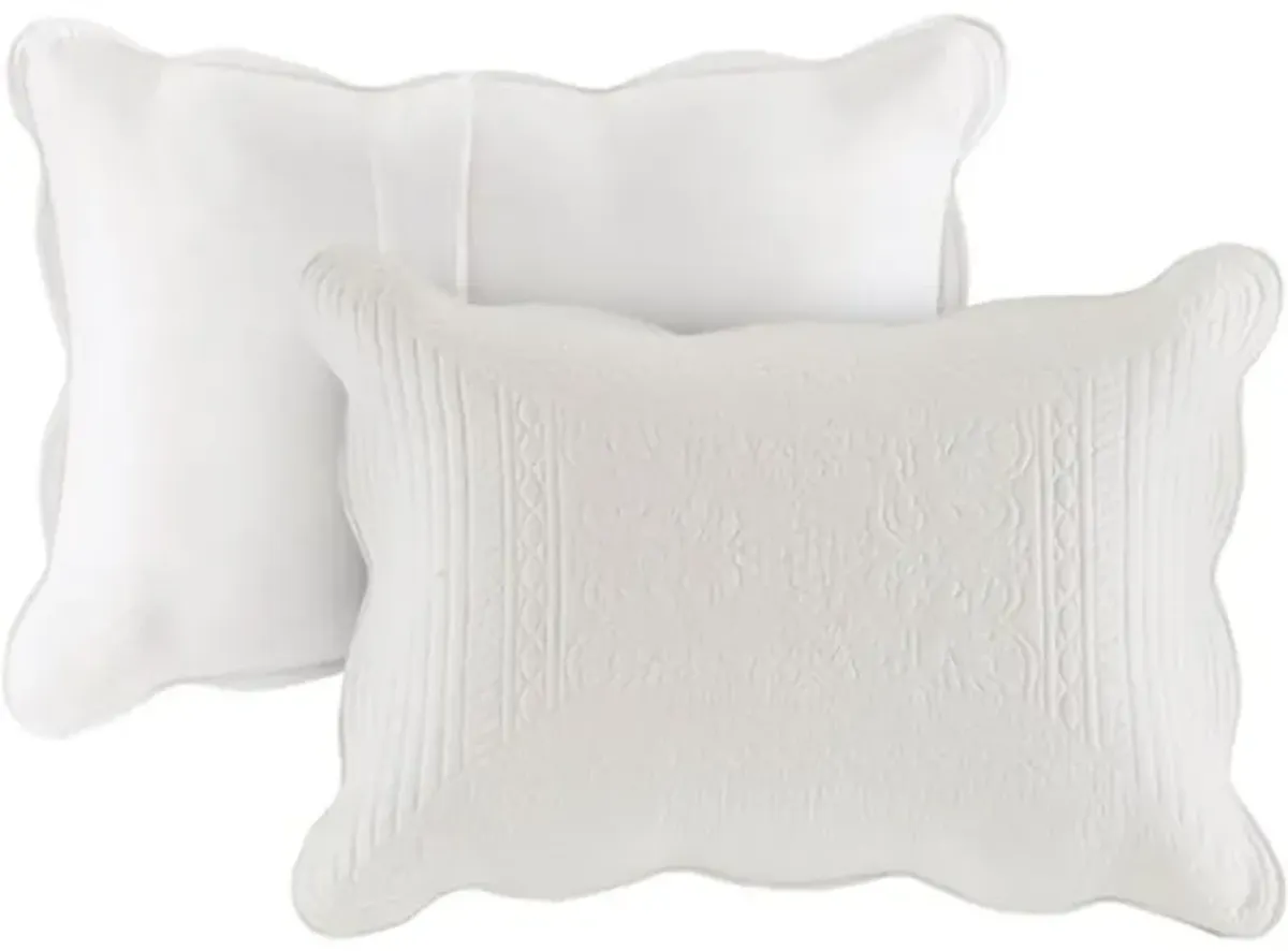 Olliix by Madison Park White Full/Queen Tuscany 3 Piece Reversible Scalloped Edge Coverlet Set