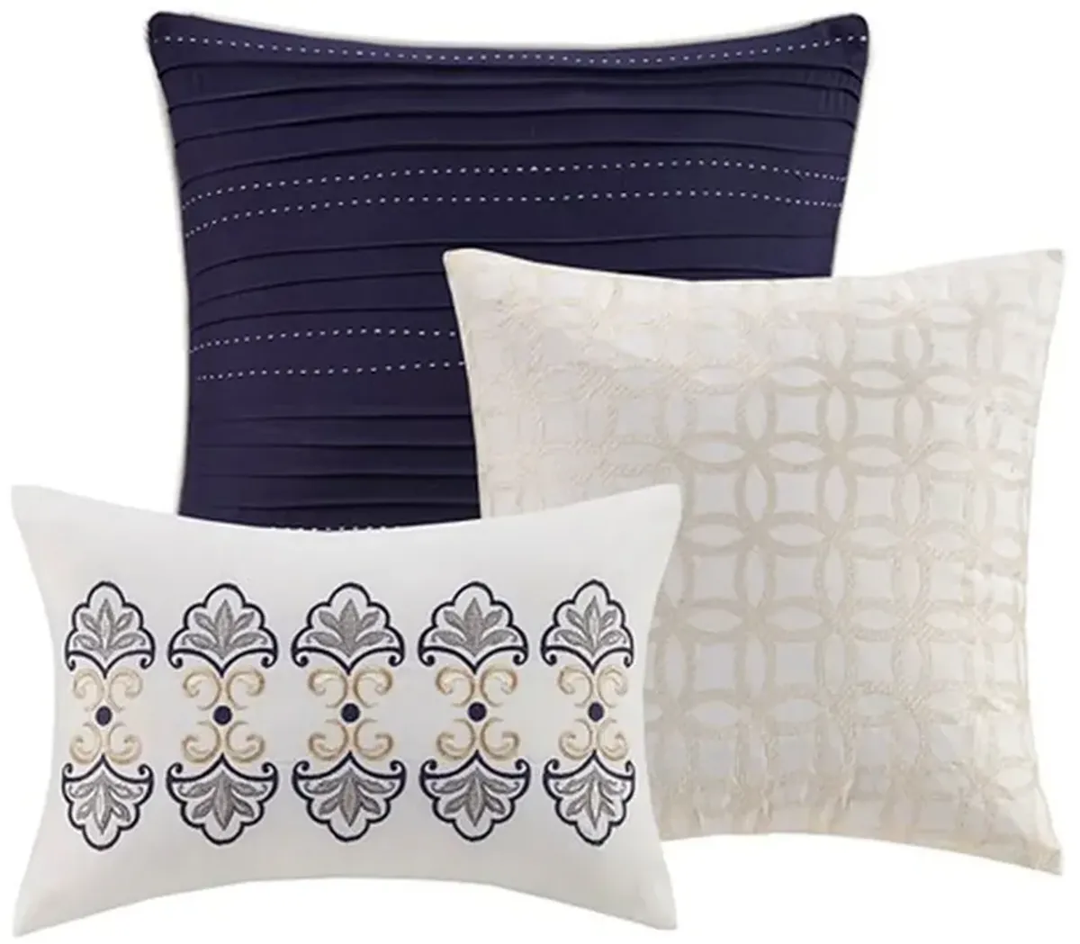Olliix by Madison Park Blue Full/Queen Cali 6 Piece Reversible Coverlet Set