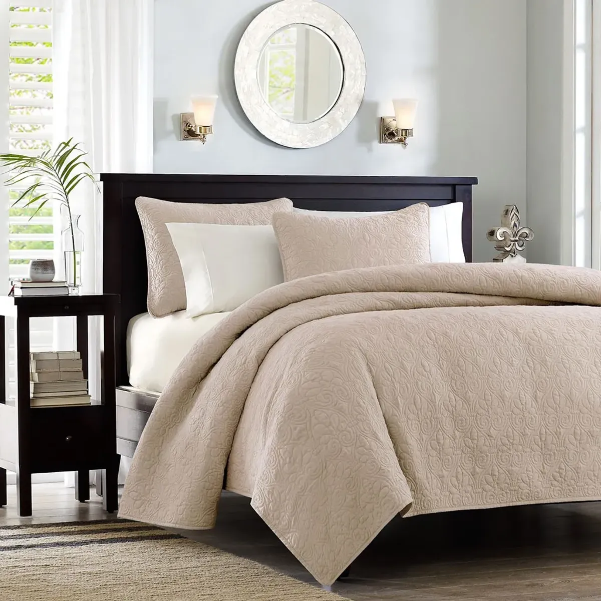 Olliix by Madison Park Khaki King/California King Quebec Reversible Coverlet Set