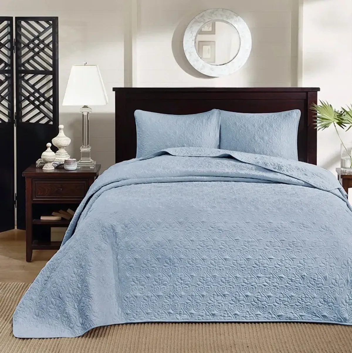 Olliix by Madison Park Blue King Quebec Reversible Bedspread Set