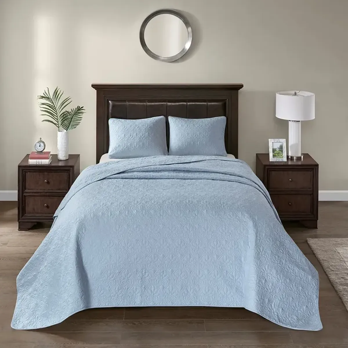 Olliix by Madison Park Blue King Quebec Reversible Bedspread Set