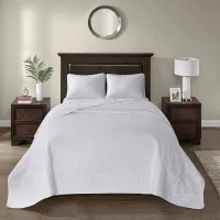 Olliix by Madison Park White Queen Quebec Reversible Bedspread Set