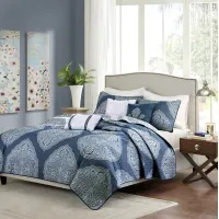 Olliix by Madison Park 6 Piece Navy King/California King Rachel Reversible Quilted Coverlet Set