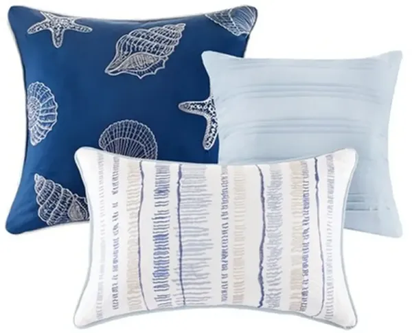 Olliix by Madison Park Blue Full/Queen Marina 6-Piece Quilted Coverlet Set