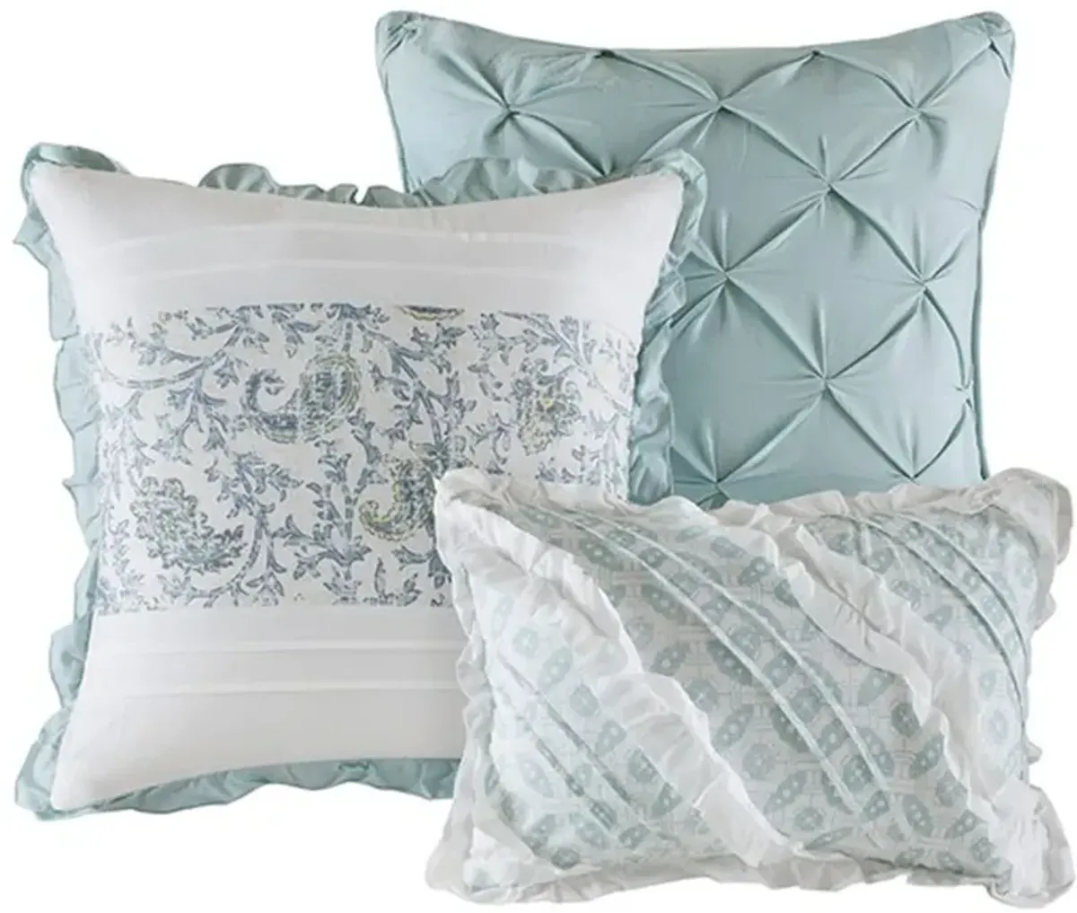 Olliix by Madison Park Blue Full/Queen Dawn 6 Piece Cotton Percale Reversible Coverlet Set