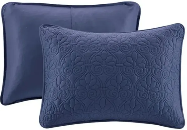 Olliix by Madison Park Navy Queen Quebec Reversible Bedspread Set