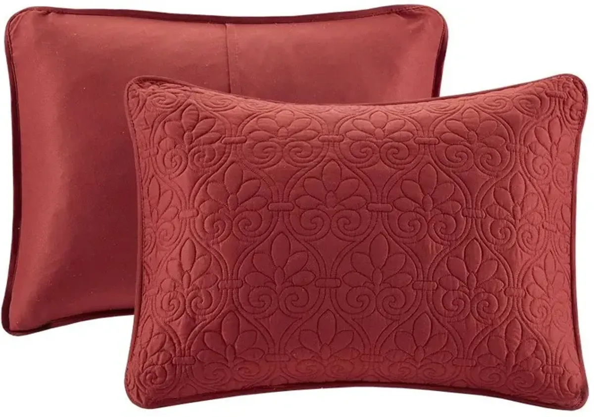 Olliix by Madison Park Red Queen Quebec Reversible Bedspread Set