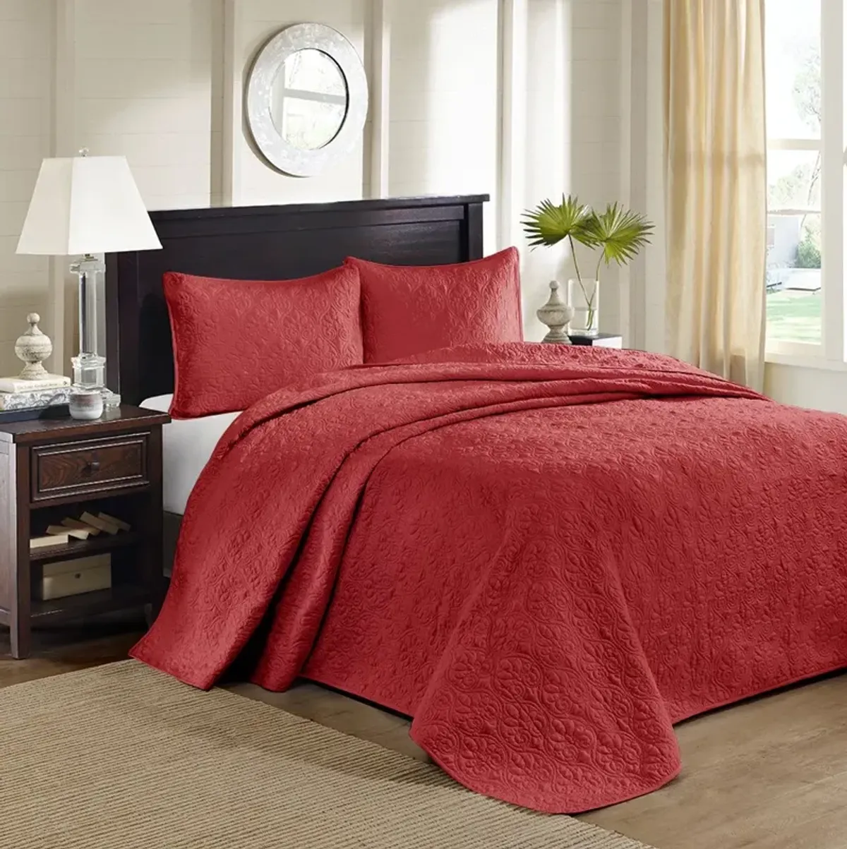 Olliix by Madison Park Red King Quebec Reversible Bedspread Set