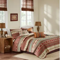 Olliix by Madison Park 6 Piece Spice Full/Queen Taos Reversible Coverlet Set