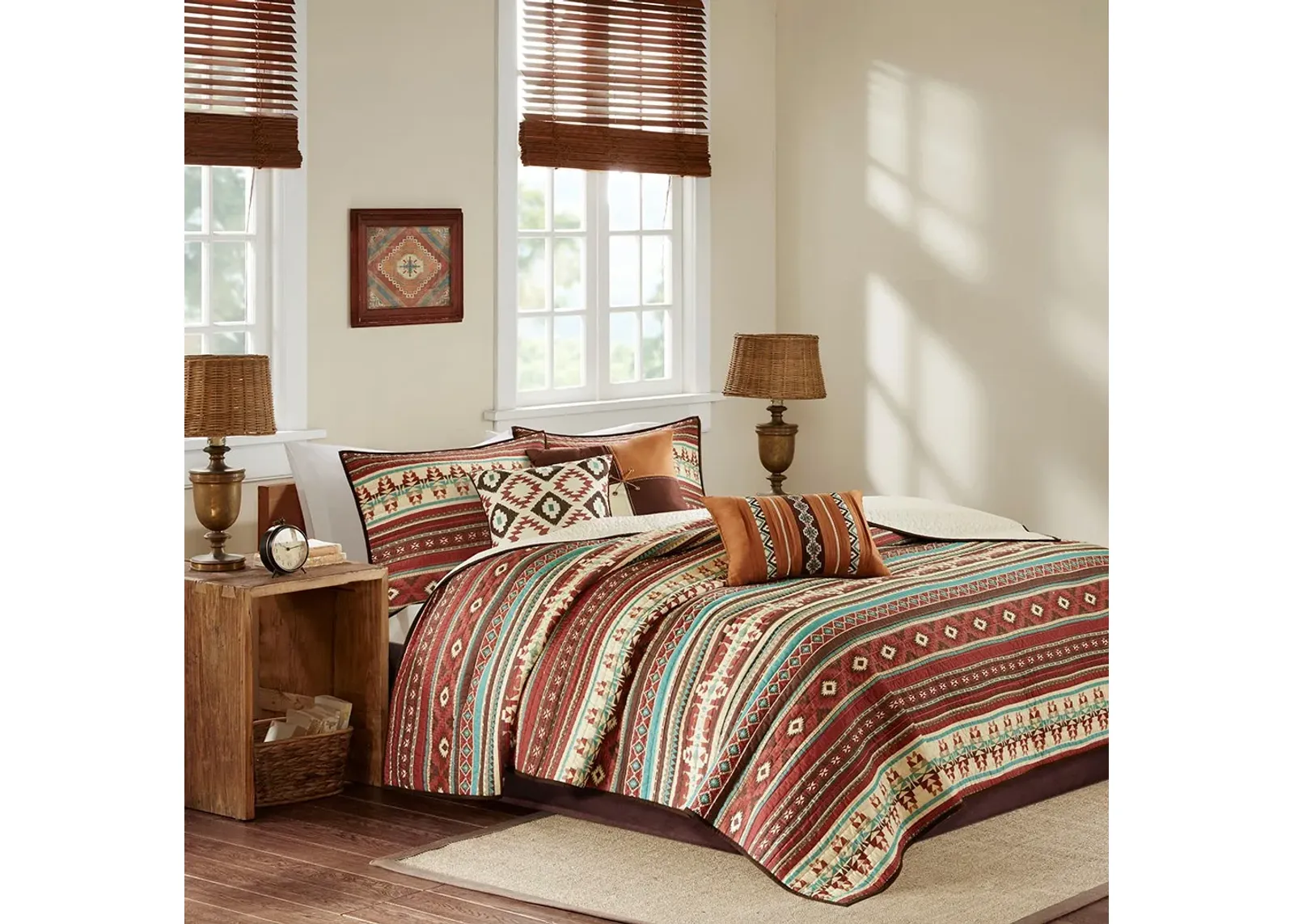 Olliix by Madison Park 6 Piece Spice Full/Queen Taos Reversible Coverlet Set