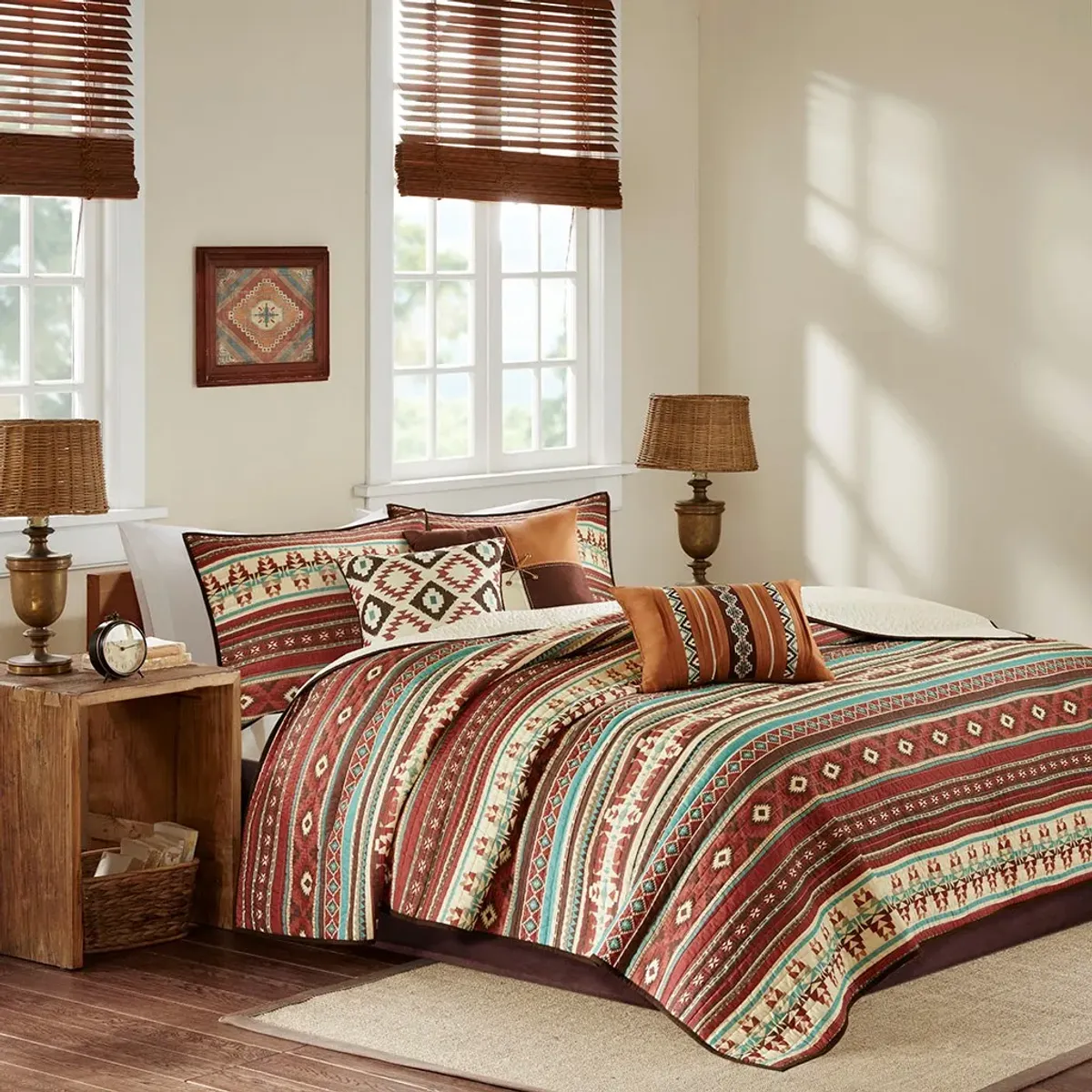 Olliix by Madison Park 6 Piece Spice Full/Queen Taos Reversible Coverlet Set