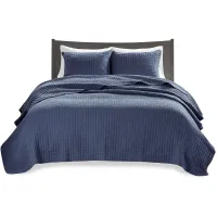 Olliix by Madison Park Navy Twin/Twin XL Keaton Reversible Coverlet Set
