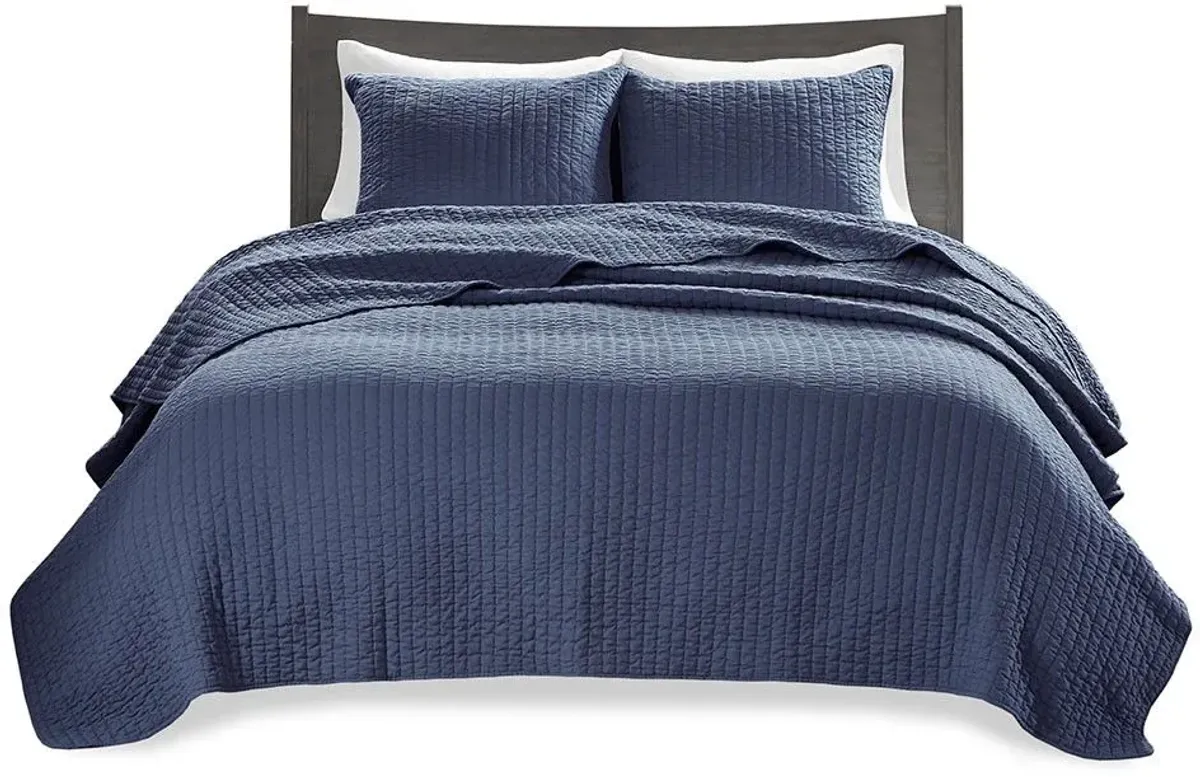 Olliix by Madison Park Navy Twin/Twin XL Keaton Reversible Coverlet Set