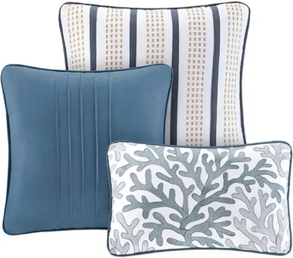 Olliix by Madison Park Blue King Bayside Reversible Coverlet Set