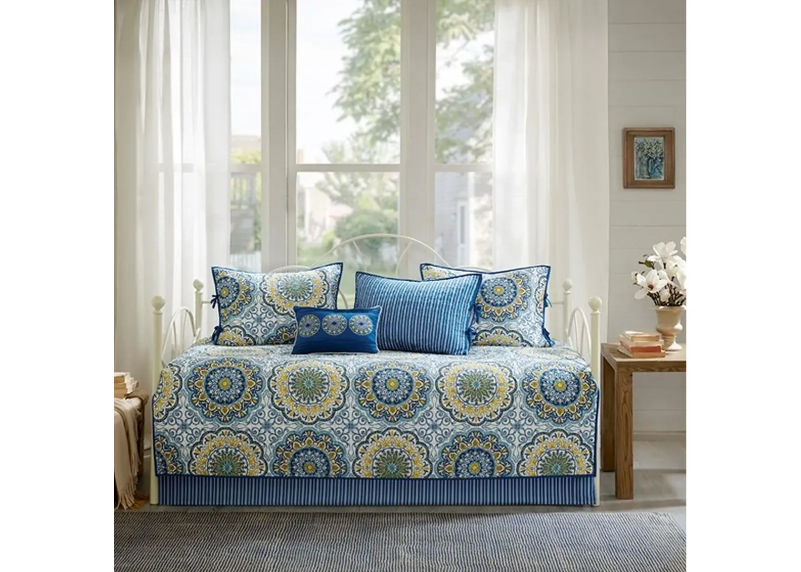 Olliix by Madison Park Blue Tangiers 6 Piece Reversible Daybed Cover Set