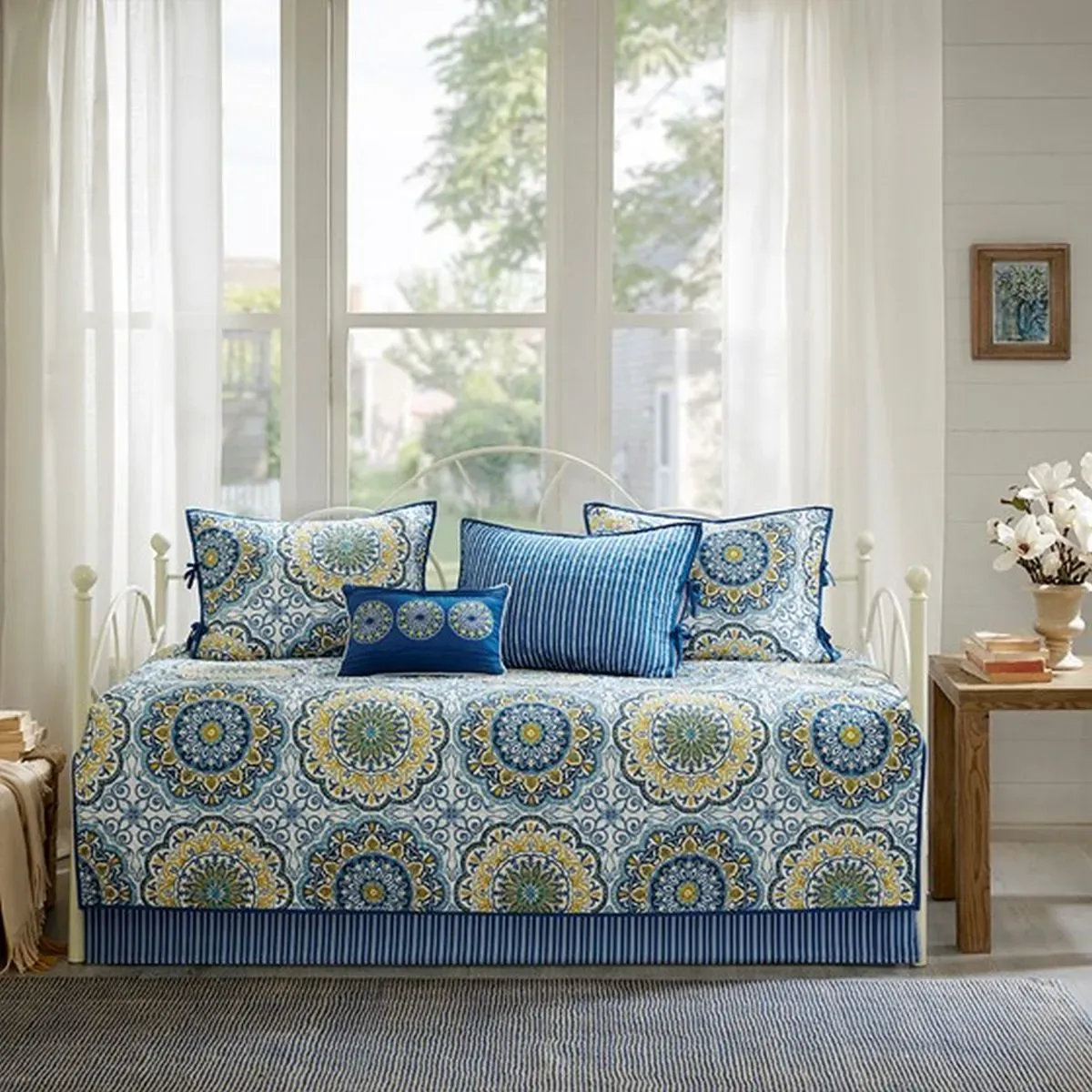 Olliix by Madison Park Blue Tangiers 6 Piece Reversible Daybed Cover Set