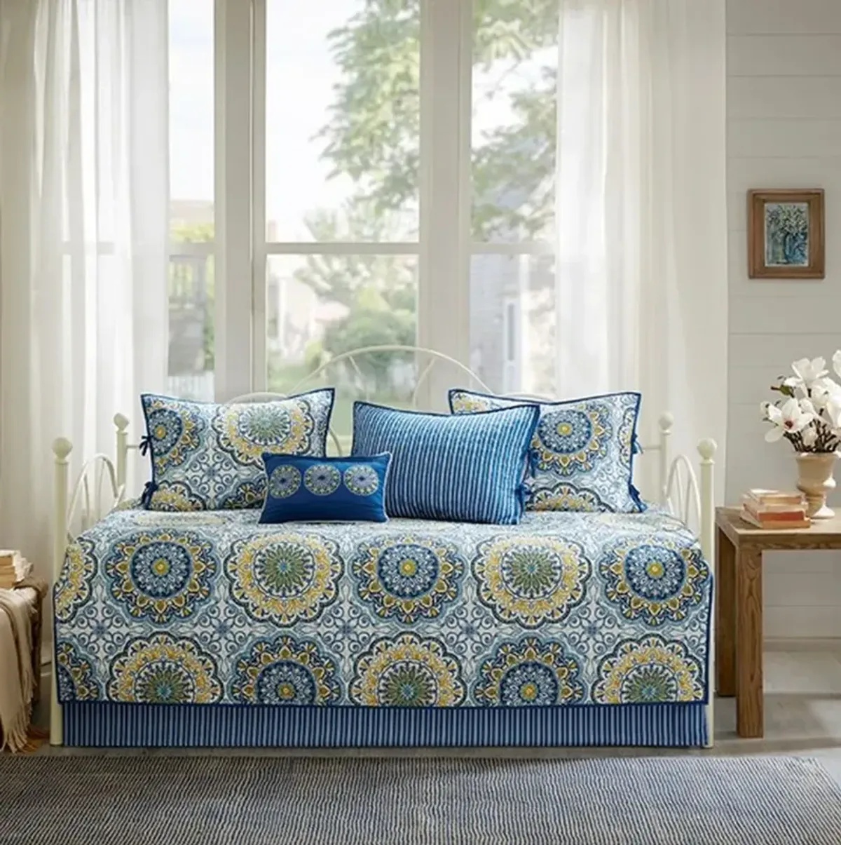 Olliix by Madison Park Blue Tangiers 6 Piece Reversible Daybed Cover Set