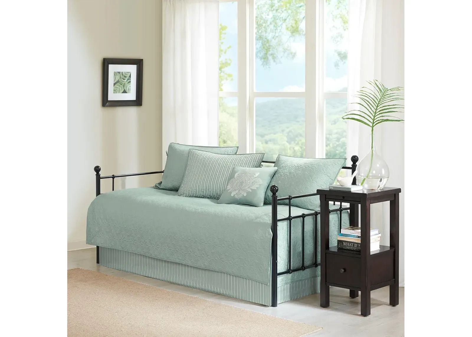 Olliix by Madison Park 6 Piece Seafoam Quebec Reversible Daybed Cover Set