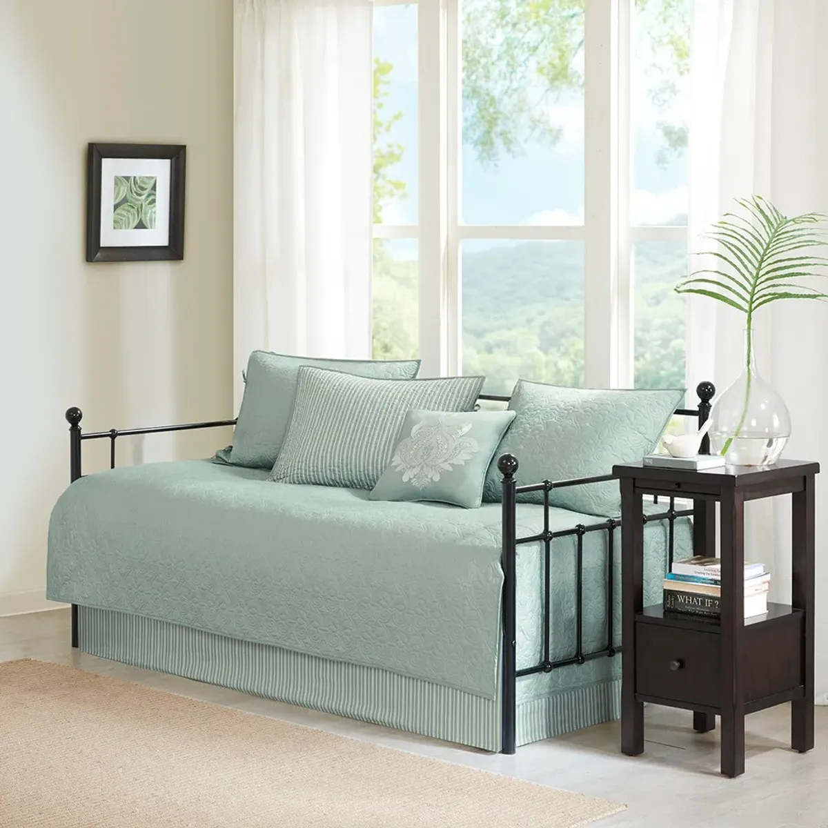 Olliix by Madison Park 6 Piece Seafoam Quebec Reversible Daybed Cover Set