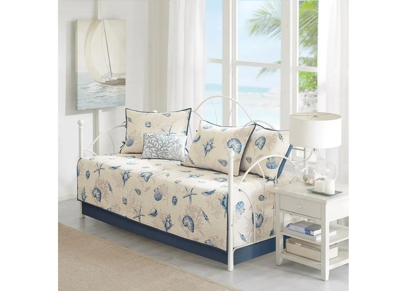 Olliix by Madison Park 6 Piece Blue Bayside Reversible Daybed Cover Set