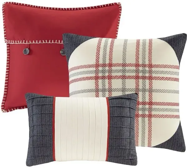 Olliix by Madison Park 6 Piece Red Full/Queen Ridge Reversible Herringbone Coverlet Set