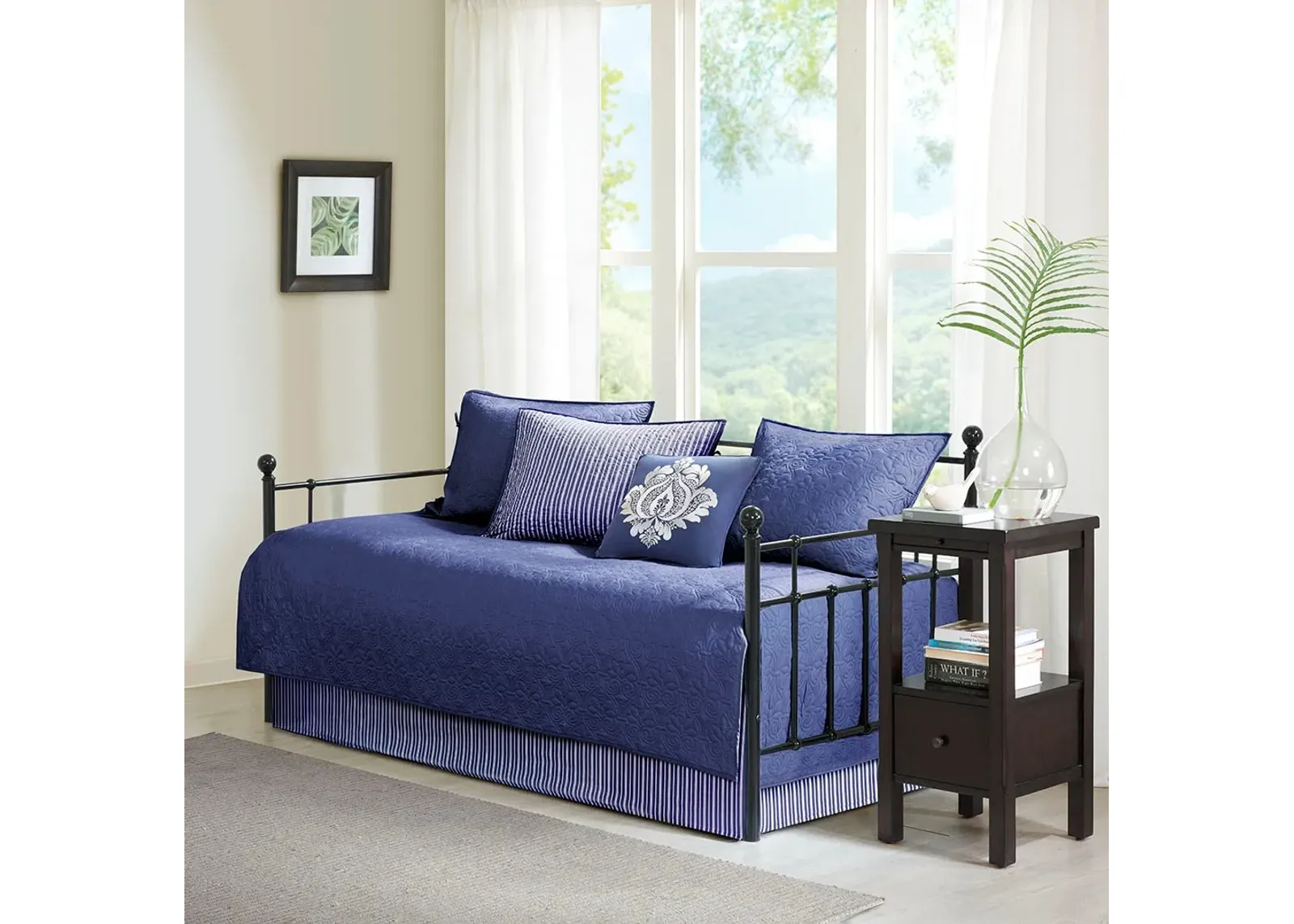 Olliix by Madison Park 6 Piece Navy Quebec Reversible Daybed Cover Set